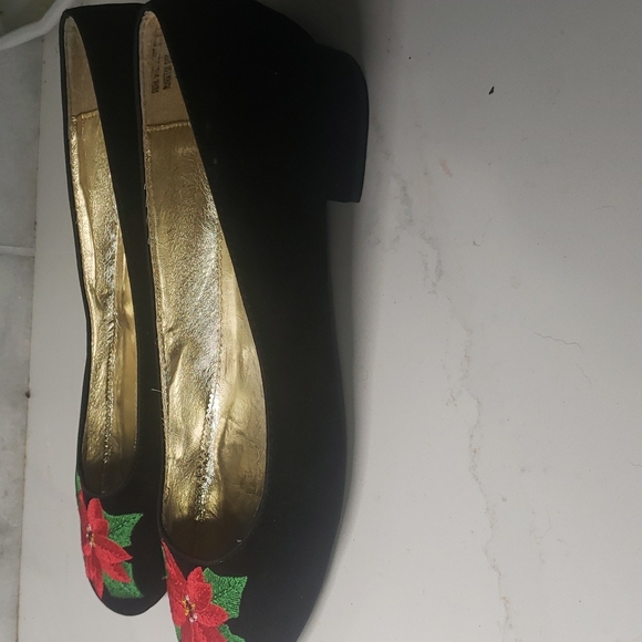 Lalla black suede poinsettia shoes size 10 - Picture 8 of 8